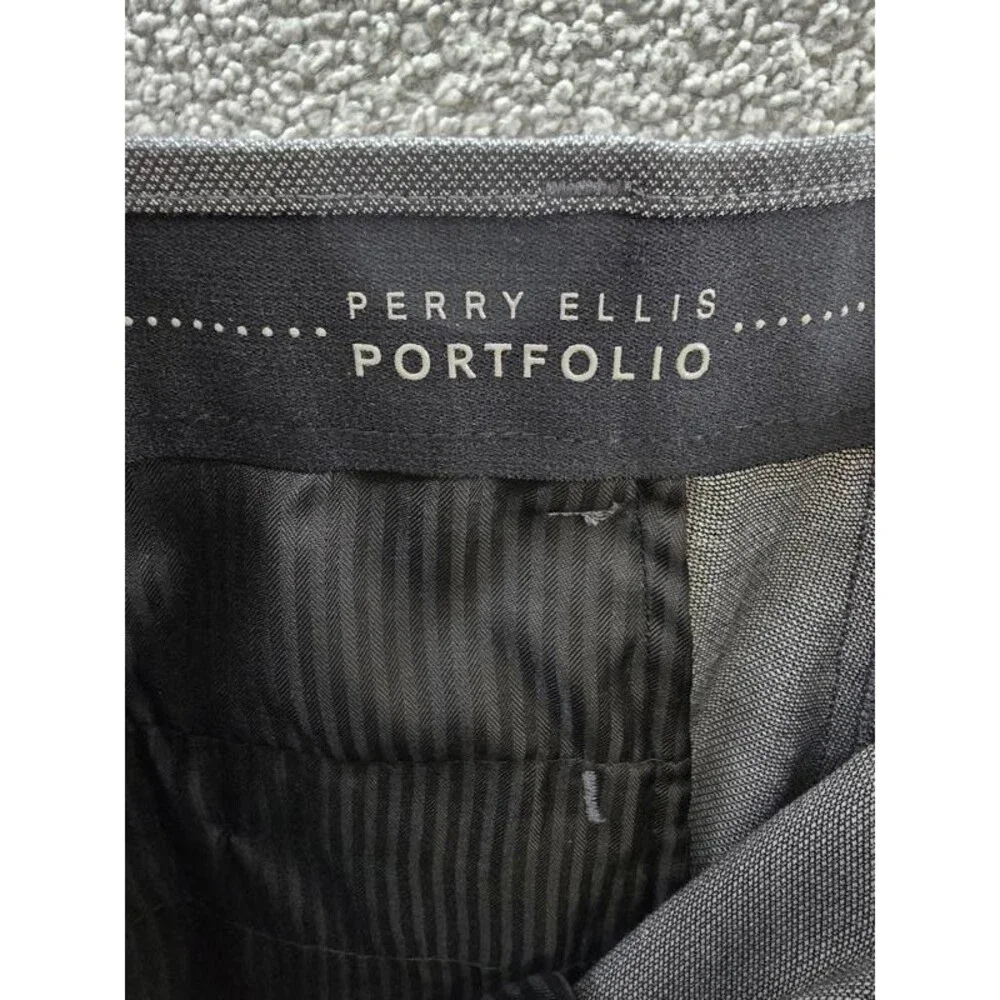 Perry Ellis Portfolio Modern-Fit Pattern Dress Pants Men's 32x30 Black Pockets